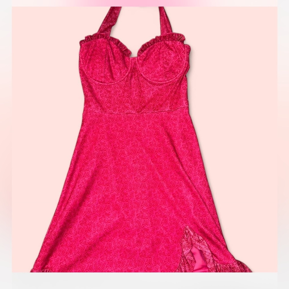 Pink Halter Lace Dress